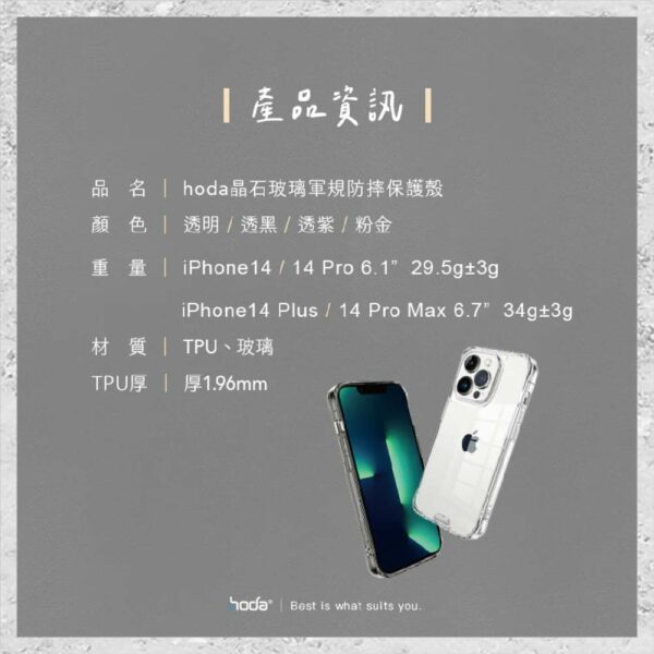 【hoda】晶石玻璃軍規防摔保護殼 iPhone 14 系列 軍規防摔殼 手機殼：圖片 11