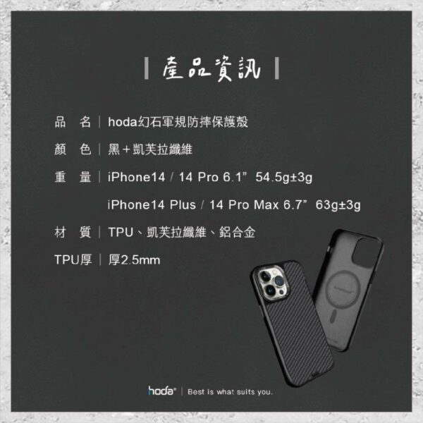 【hoda】MagSafe 幻石凱芙拉纖維保護殼 iPhone 14 系列：圖片 10